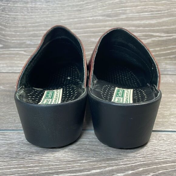 Josef Seibel Burgundy Wine Leather Women’s Sz 10/EU 41 Slip-On Heeled Mules - Picture 4 of 12